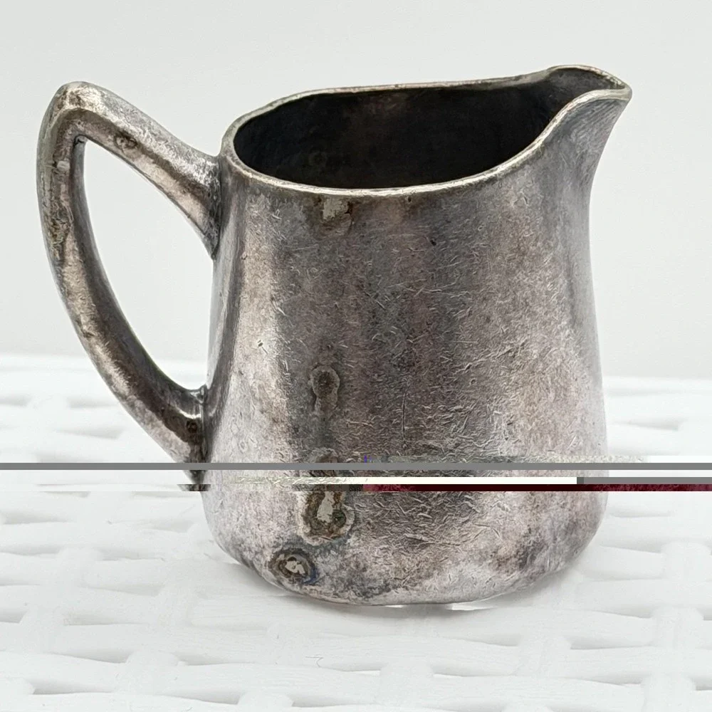 Vintage Mini Pewter & Silverplate Creamer Lot Trinkets Typesetter Case Smalls